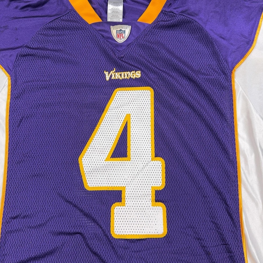 Minnesota Vikings Jersey Mens Medium Purple NFL Football Brett Favre 4 Reebok - Picture 4 of 16